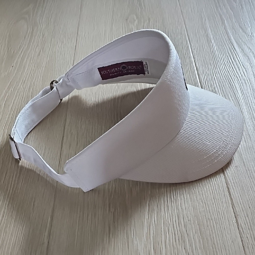 White Visor With Embroidered Patch - image 7